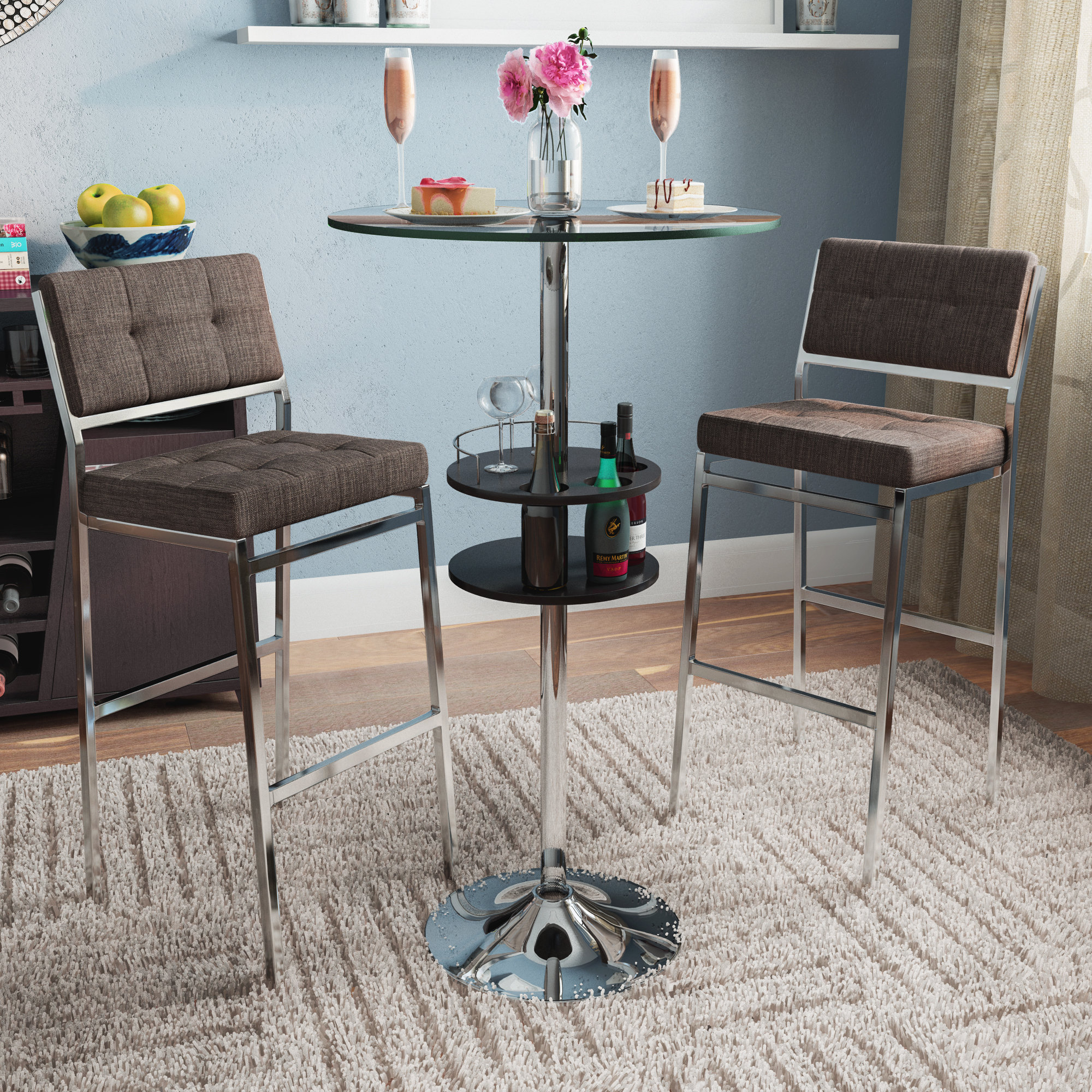 Latitude Run® Macaire Round Glass Pub Table & Reviews Wayfair