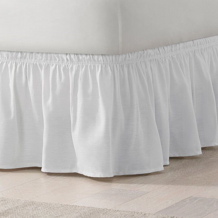 MK Collection Wrap Around Style Easy Fit Elastic Bed-Skirt Twin-Full White 