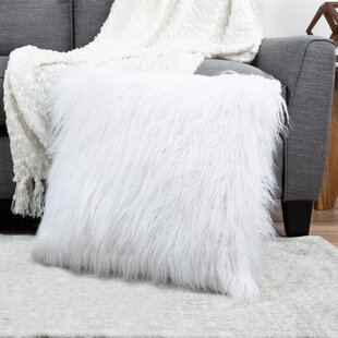 1X 100% Real Mongolian Fur Square White Pillowcase Cover Seat Pillow Cushion 
