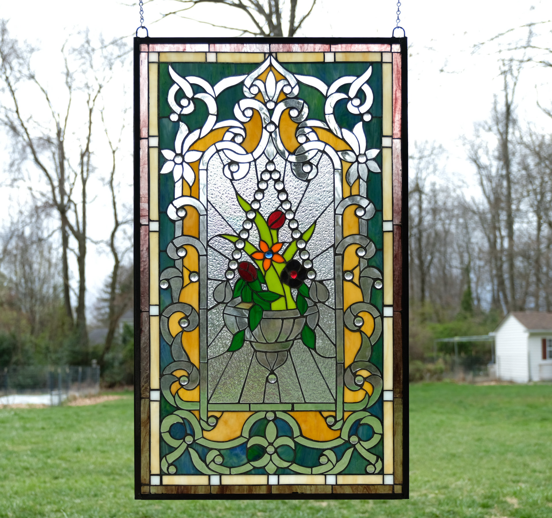Fleur De Lis Living Large Stained Glass Window Panel Wayfair