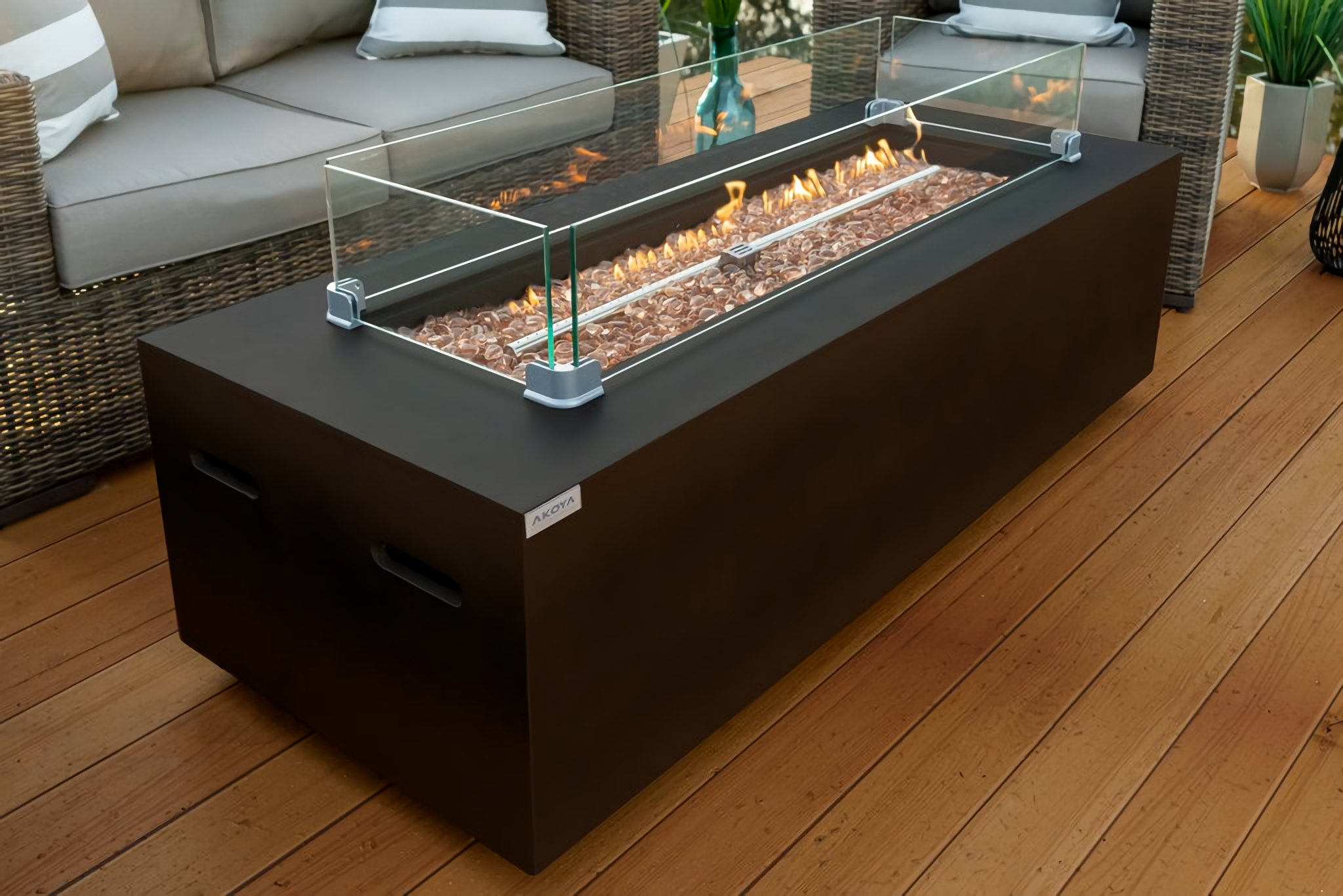 AKOYA Outdoor Essentials 18'' H x 60'' W Concrete Propane Outdoor Fire