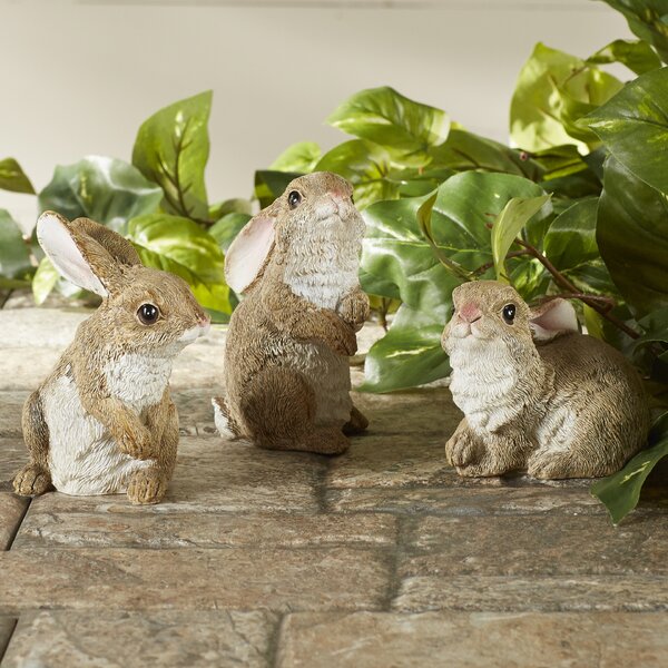 Vintage Bronze Effect Resin Hare Rabbit Pair Bust Statue Sculpture Ornament Gift 