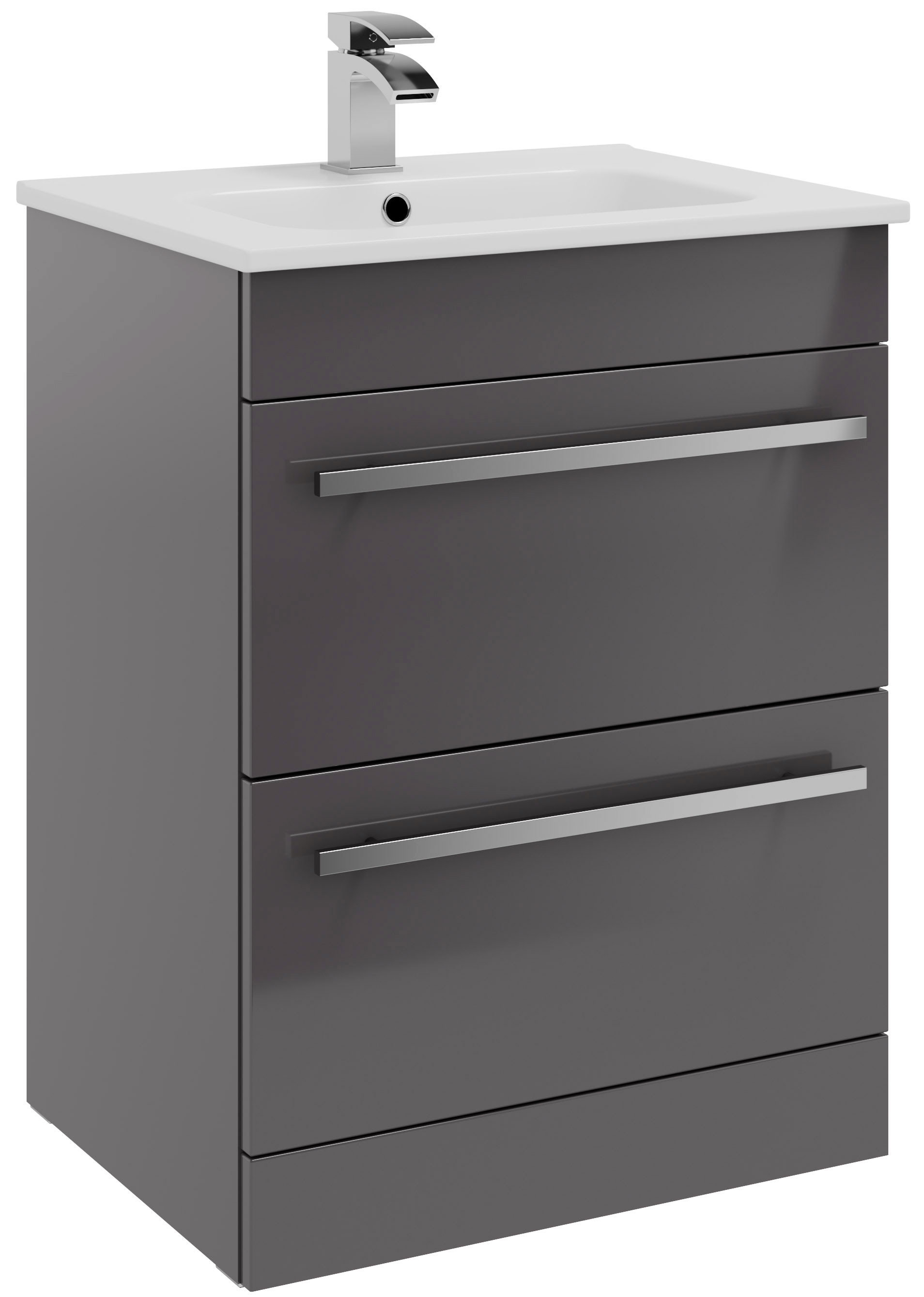 KVit Purity 600mm Floor Standing Drawer Unit with Mid Depth Basin