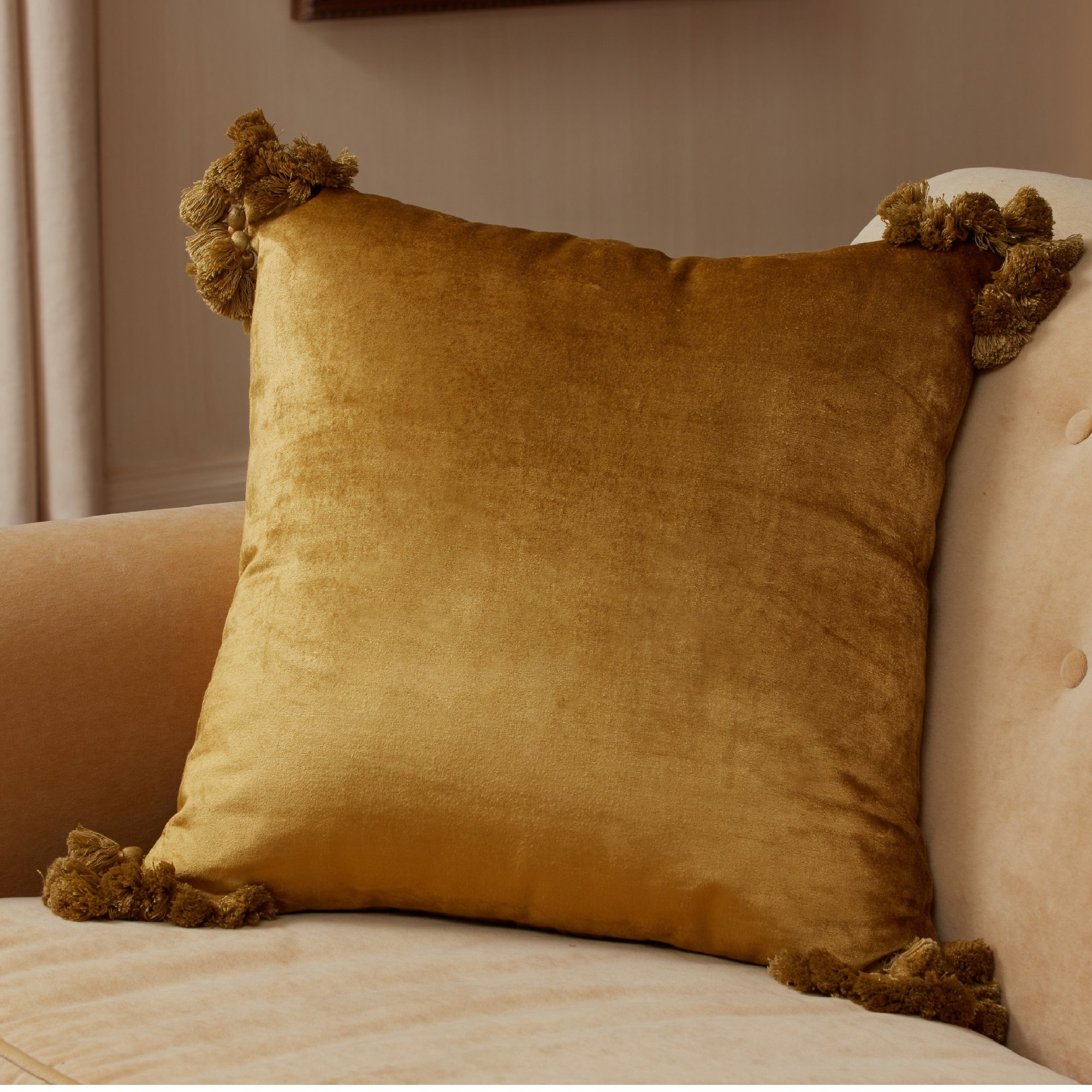 Roselli Fringed Velvet Throw Pillow Wayfair