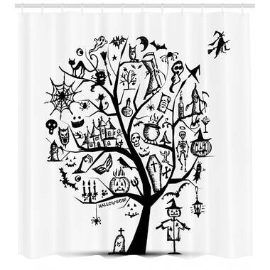 Details about   Halloween Moon Night Owls Spiders Tree Waterproof Fabric Shower Curtain Set 72" 
