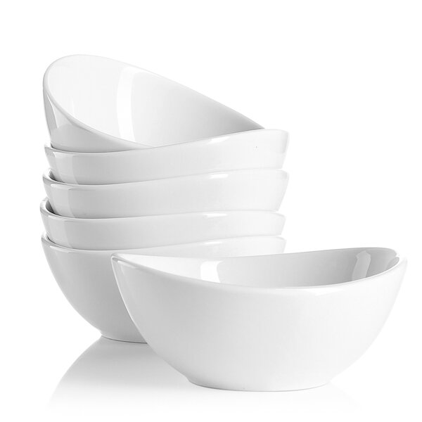 22oz Cereal Bowls Porcelain Cereal/Soup Bowl Set Packs White Deep 