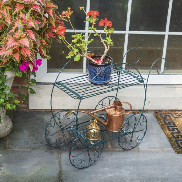 Decorative Round Flower Pot Plant Pot Wheeled Caddy Flower Stand Garden Trolley 