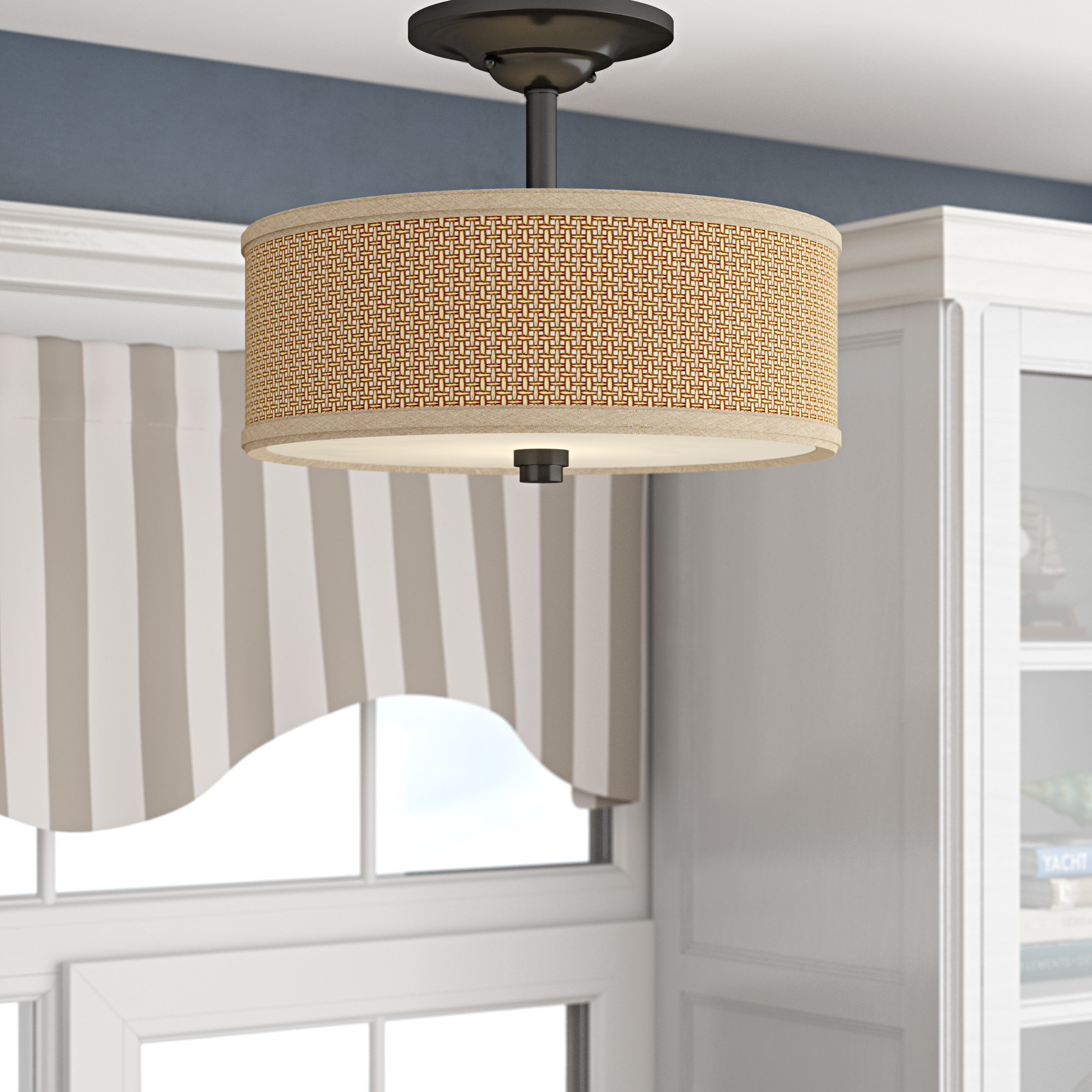 Unique/Statement Drum Semi Flush Mount 