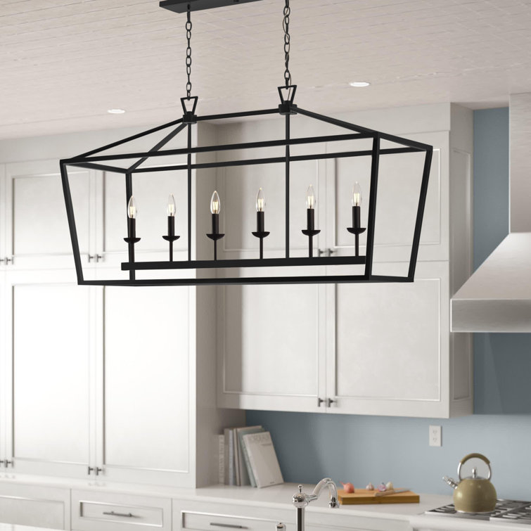 Laurel Foundry Modern Farmhouse Neuhaus 6 - Light Dimmable Kitchen Island Geometric Chandelier