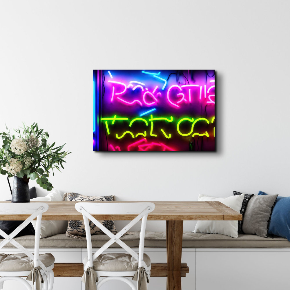 ATX Art Group LLC Subway Neon Graffiti Sign by Wrapped Canvas Graphic