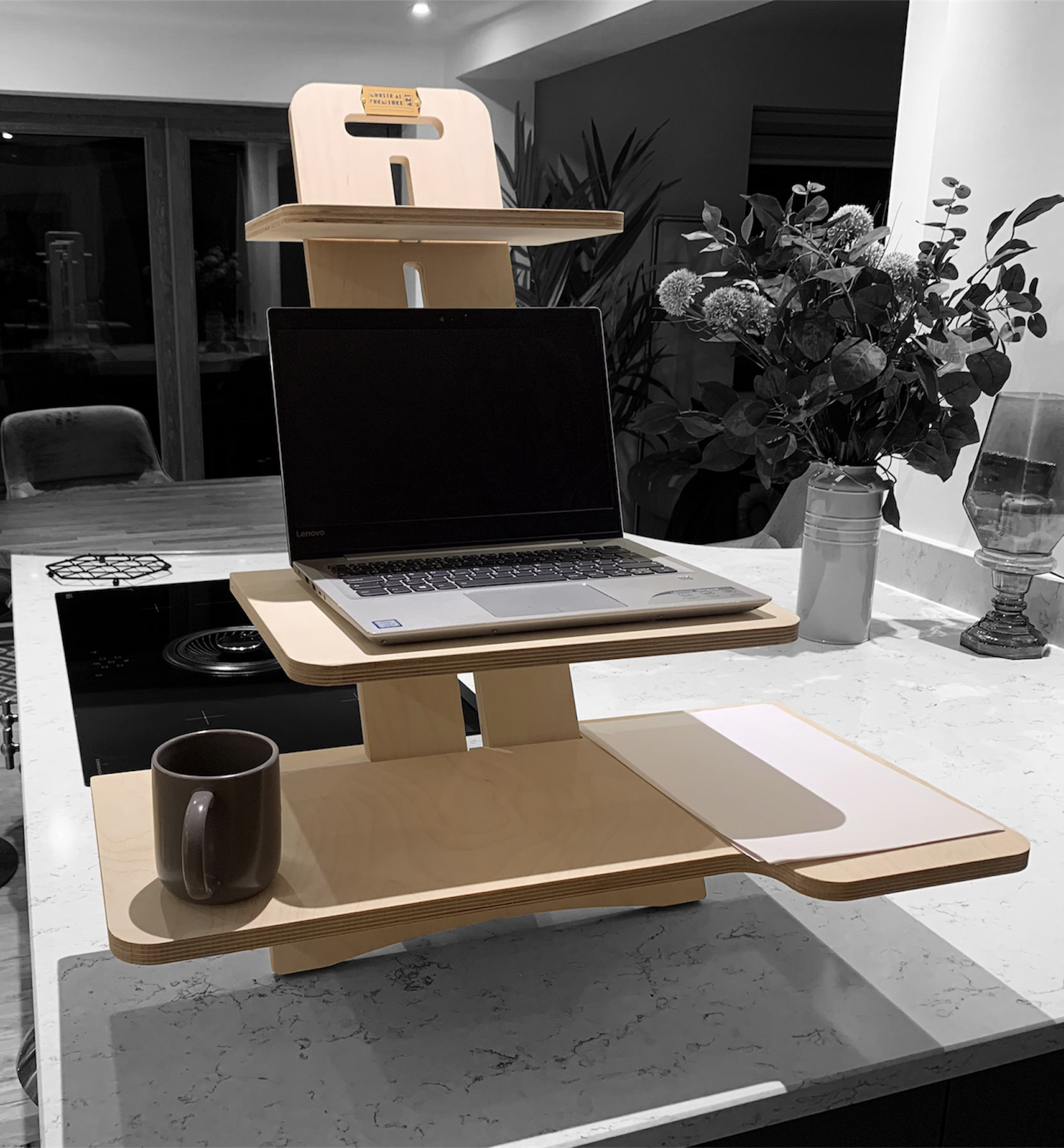 Symple Stuff Well Workstation Wooden Standing Desk Converter