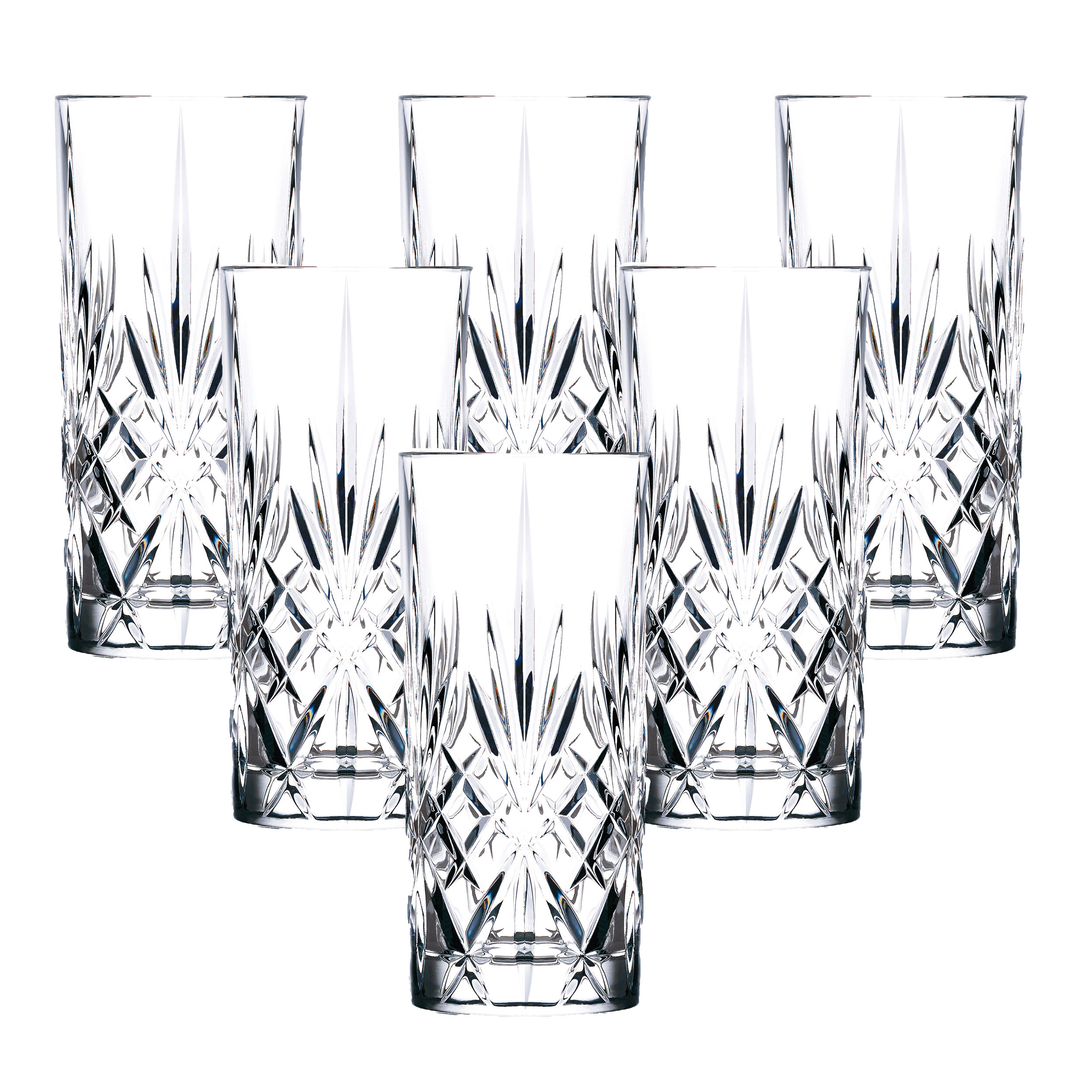 RCR LUXION Melodia Crystal Highball Tumblers 17 oz Drinking Glass Set of 2 