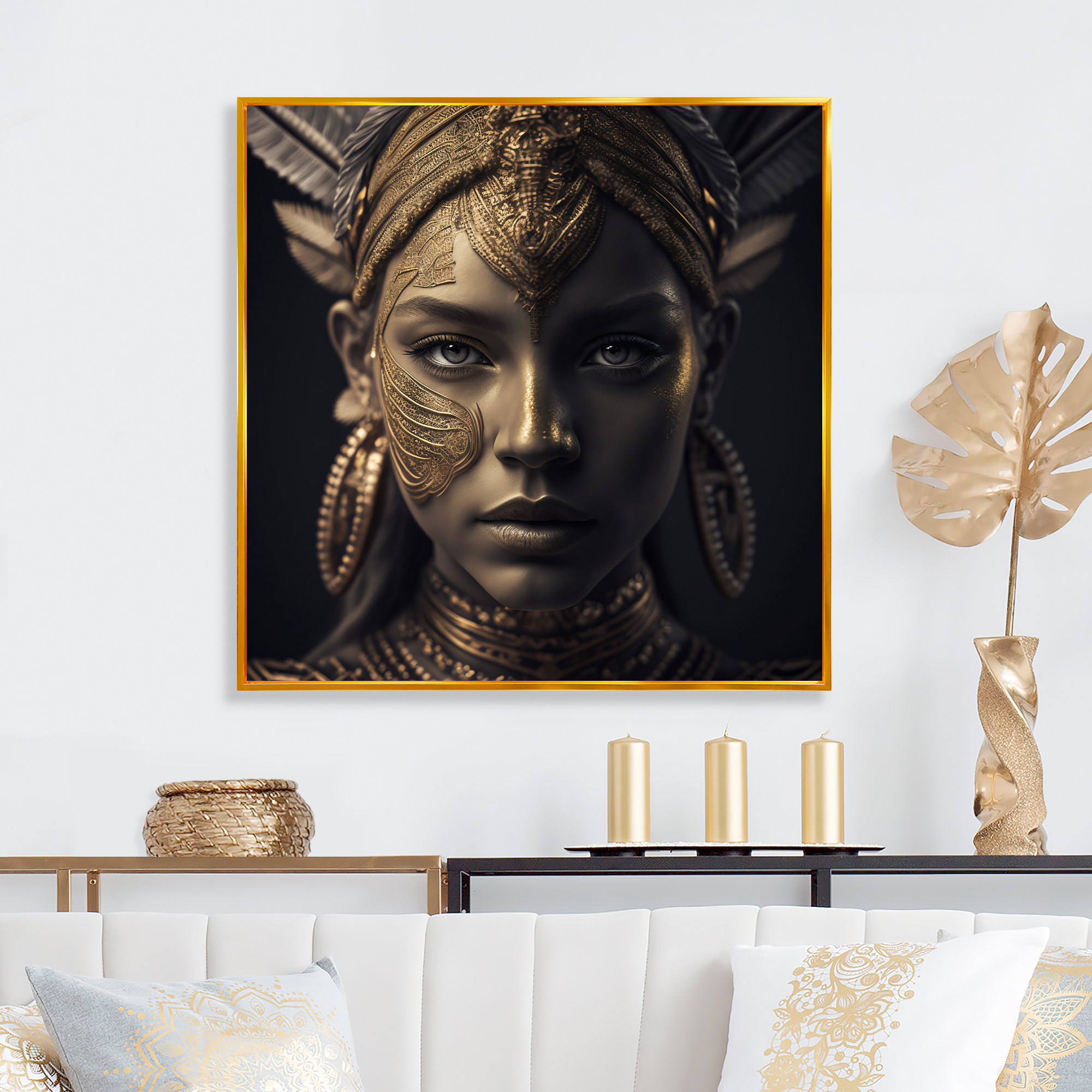 Dakota Fields Shuaib Bohemian Woman Traditional Headdress Vintage Gold