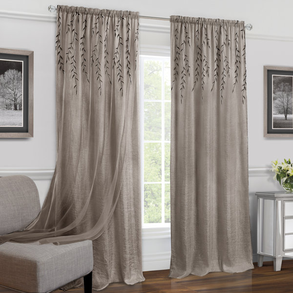 1 SILKY 2 TONE SOLID GROMMET FAUX  SILK WINDOW CURTAIN PANEL HEIDI BROWN TAUPE 