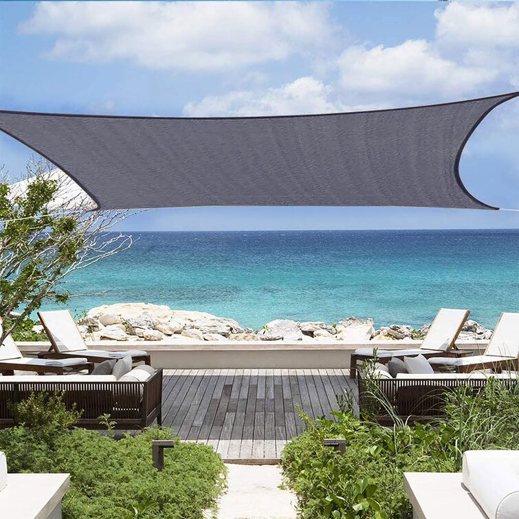 13x7Ft Sun Shade Sail UV Block Rectangle Canopy Outdoor Patio Pool Rice White 