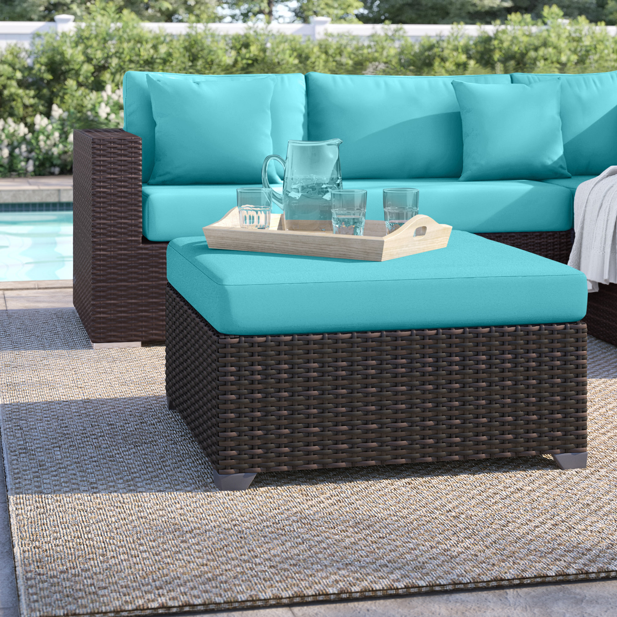 Sol 72 Outdoor™ Fernando Outdoor Ottoman with Cushion & Reviews Wayfair