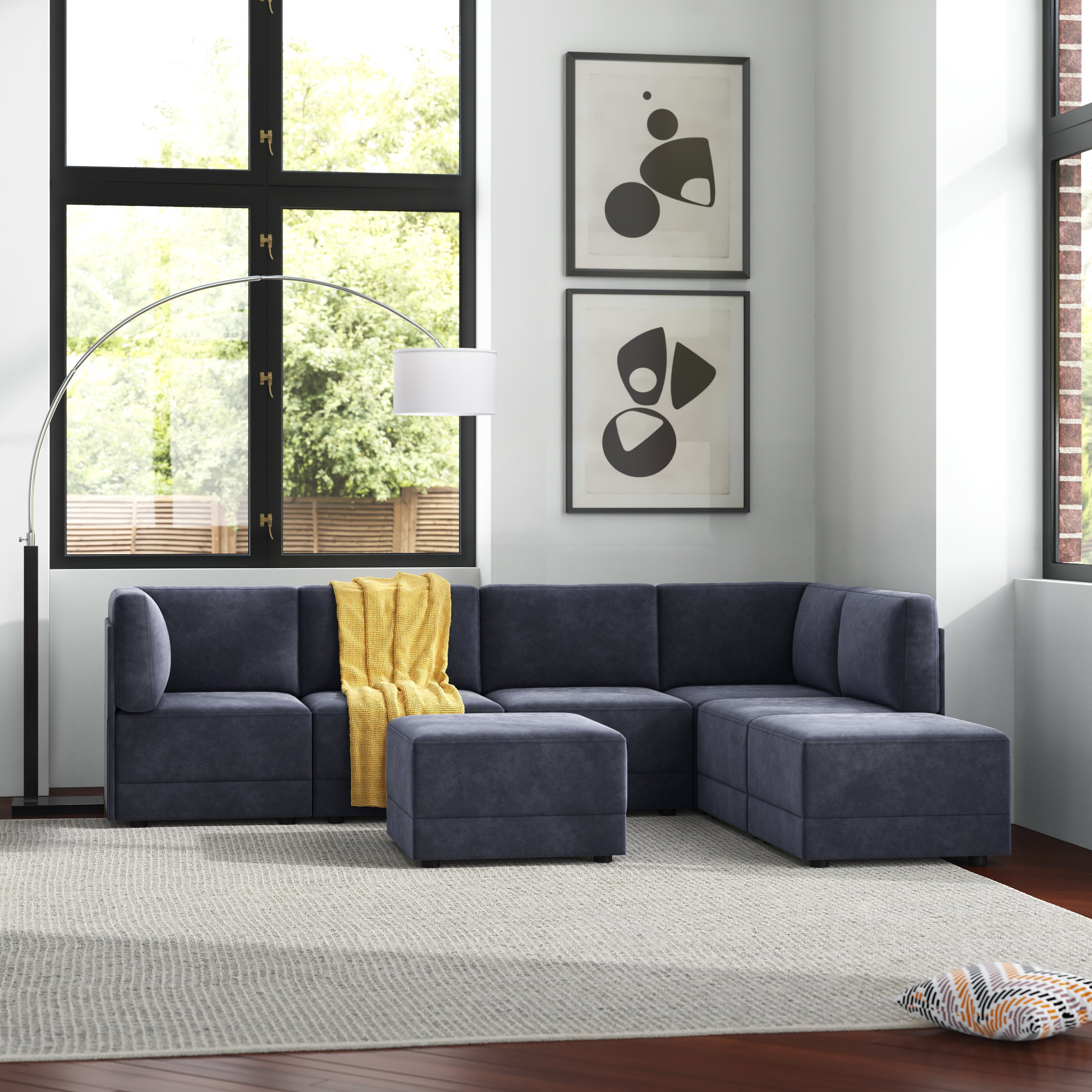 Madisonville 116″ Wide Modular Corner Sectional with Ottoman