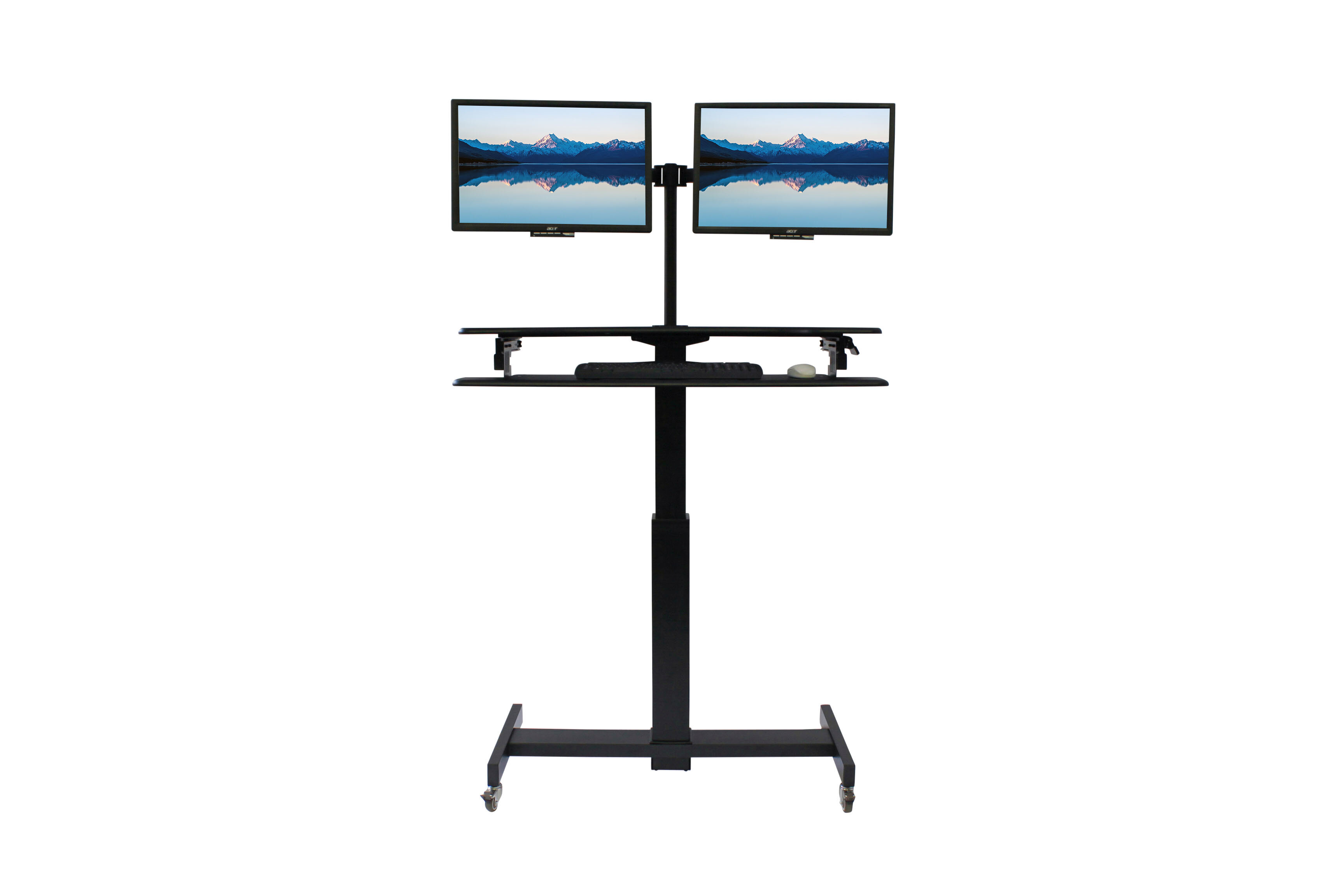 Inbox Zero 40In Height Adjustable Mobile Standing Desk With Dual Monitor  Mount Bundle