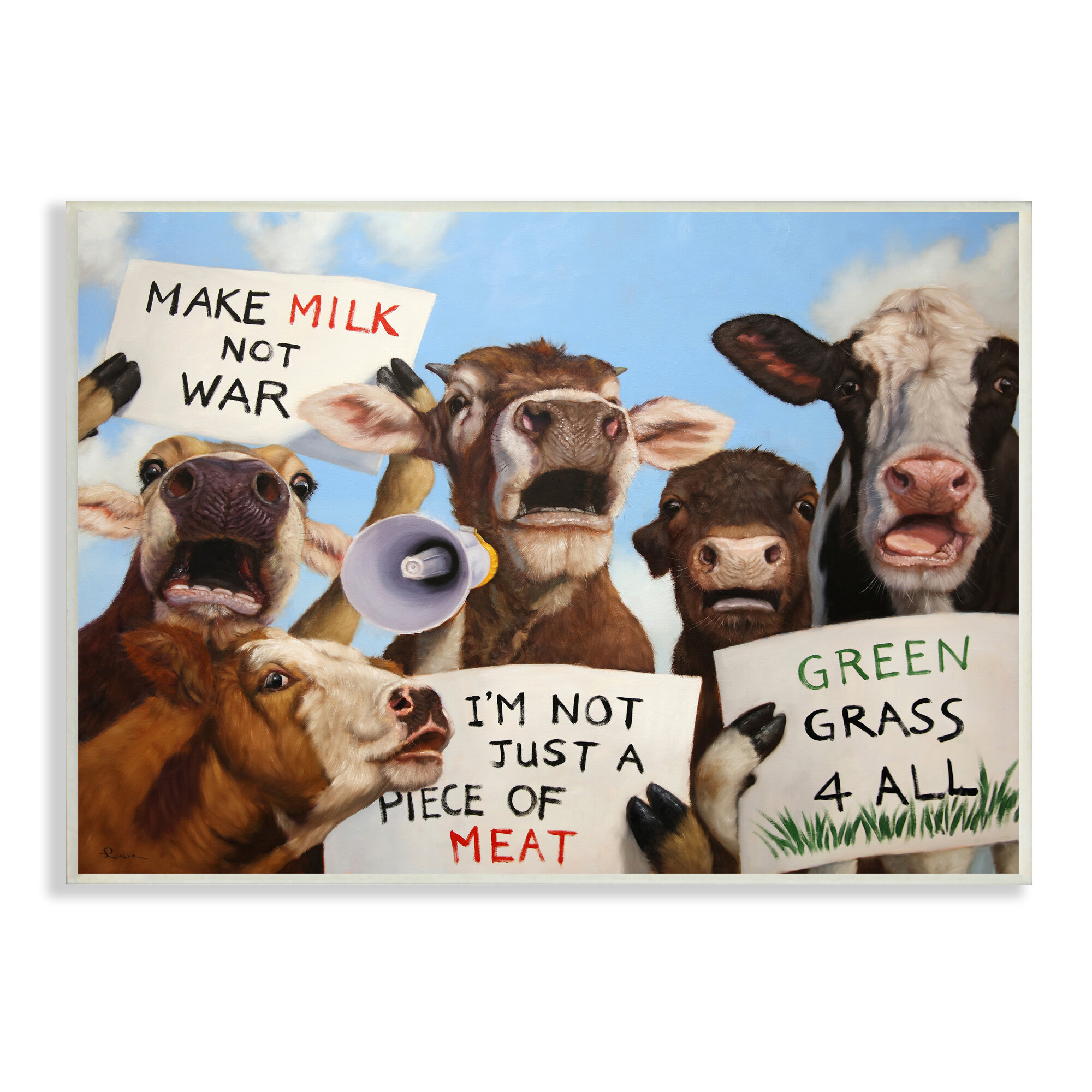 Stupell Industries Protesting Cows Funny Country Farm Cattle Animal  Equality - Unframed Painting on Canvas | Wayfair