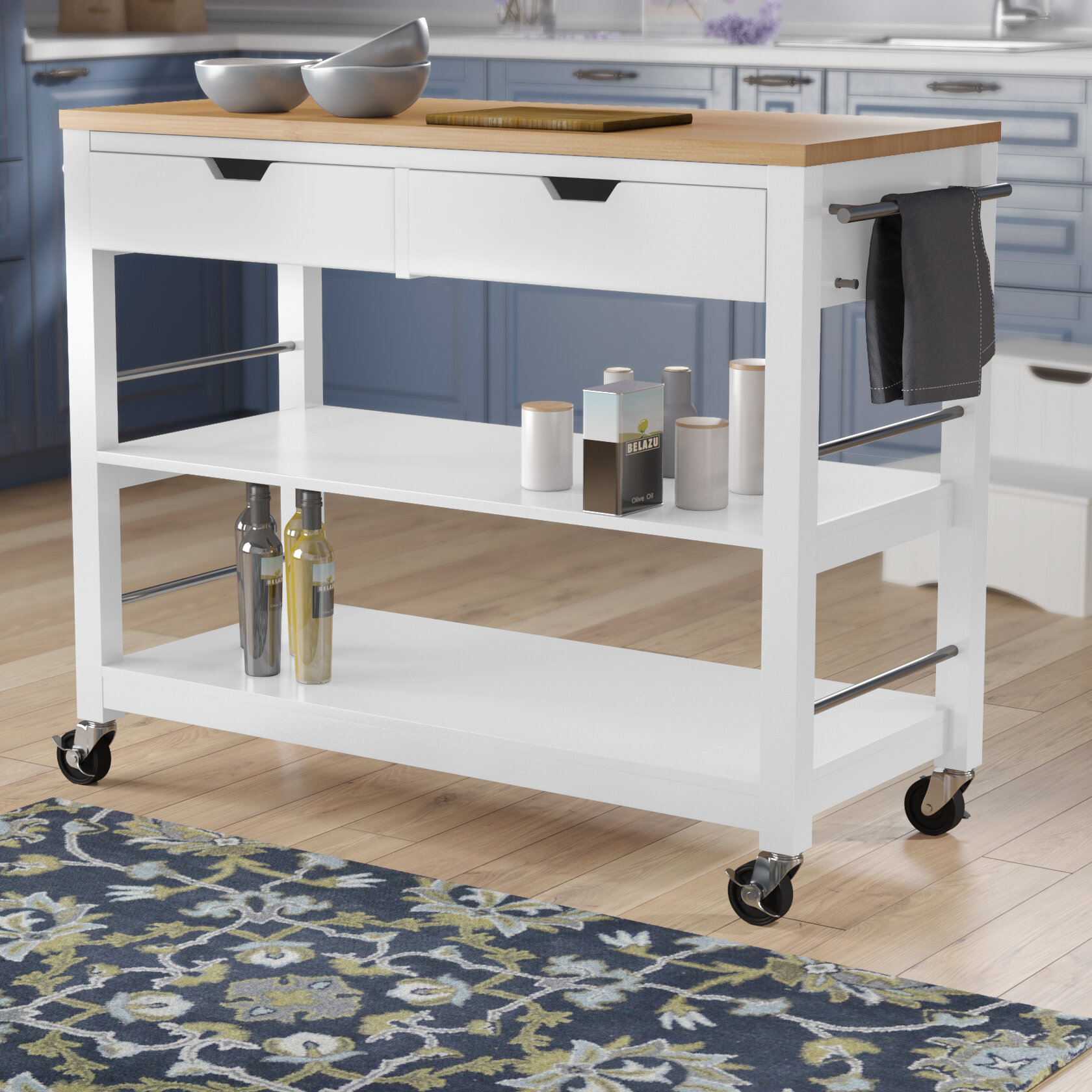 Details about   Wood Top Kitchen Island Rolling Cart with 1 Drawer & Single Door Storage White 