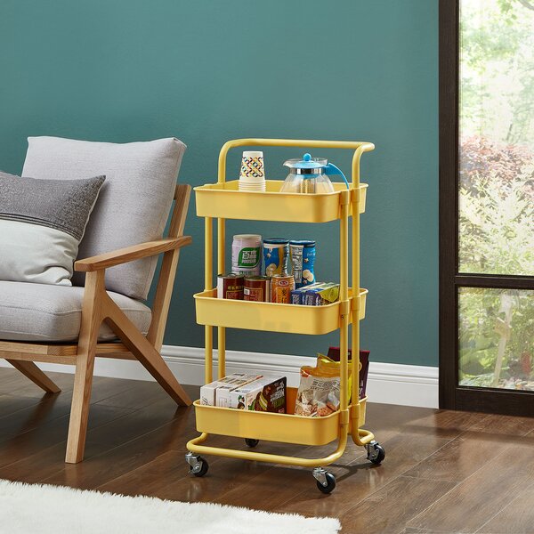 3 Tier Kitchen Trolley Wheeled Cart Vegetable Rack Fruit Basket Storage Unit New 