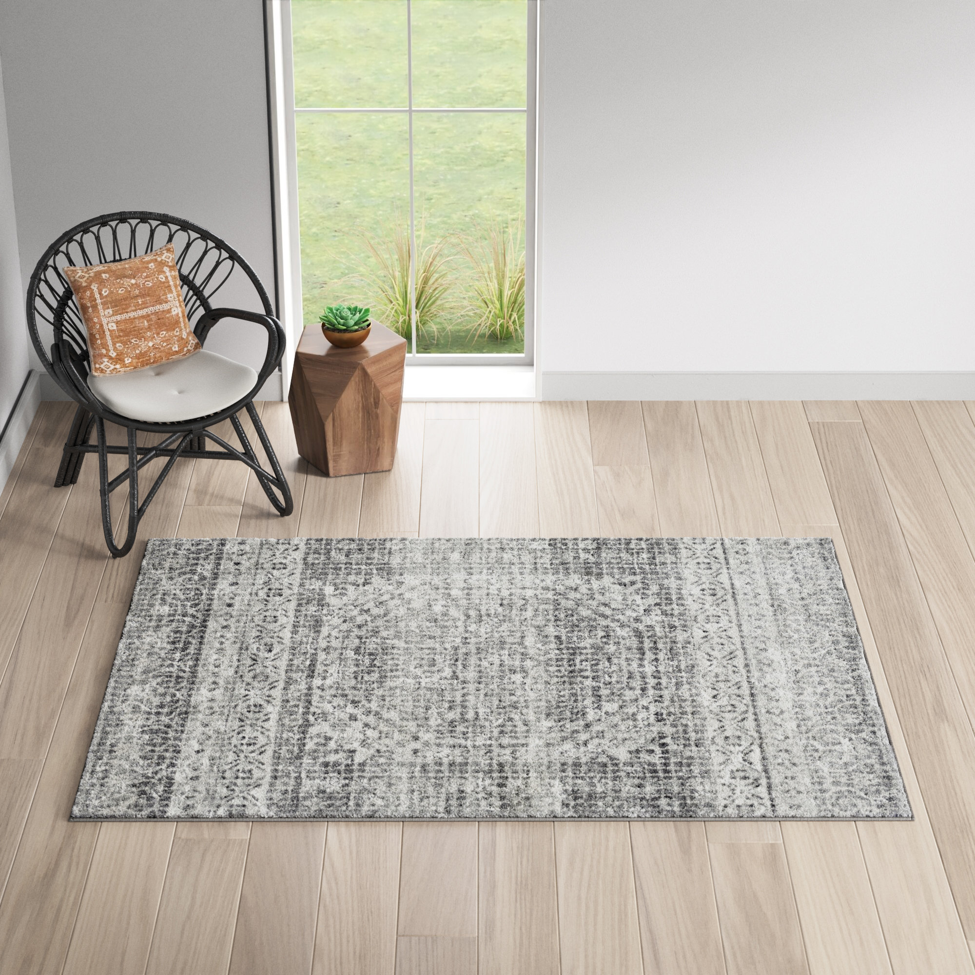Mistana™ Hillsby Performance Light Gray/Charcoal Rug & Reviews Wayfair