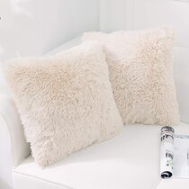 Luxury Soft Faux Fur Fleece Cushion Cover Pillowcase Pillow Sham Khaki 45x45CM 