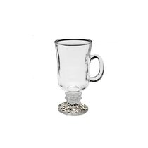 Footed Irish Coffee glasses with green shamrocks and recipe 4pc set. 