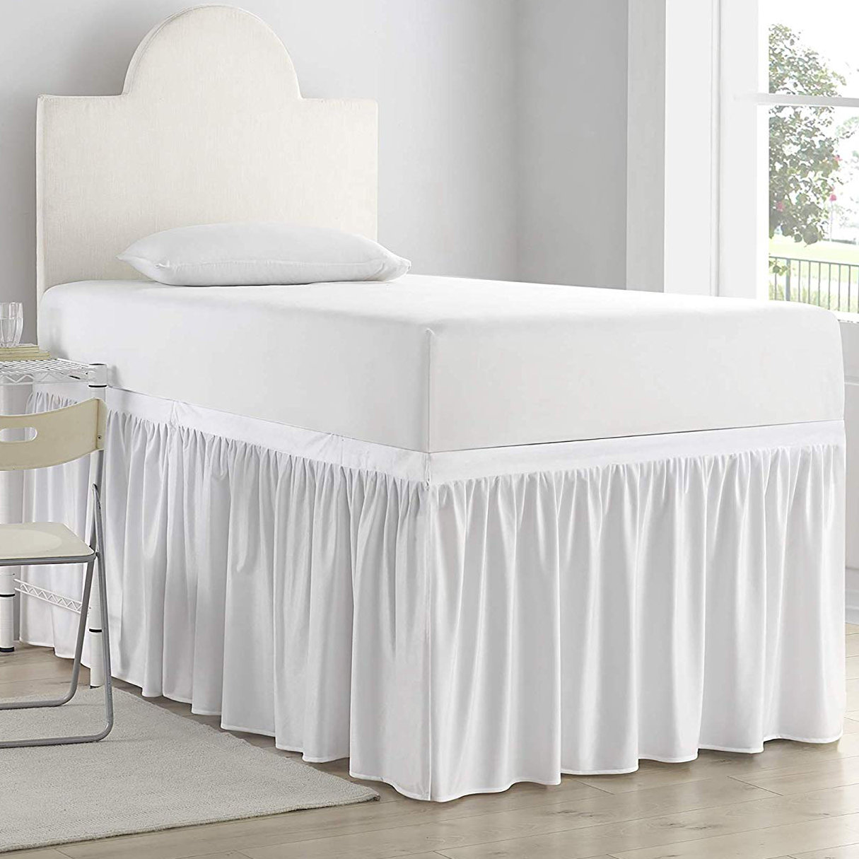 Byourbed Luxury Plush Dorm Sized Bed Skirt Panel with Ties (3 Panel Set