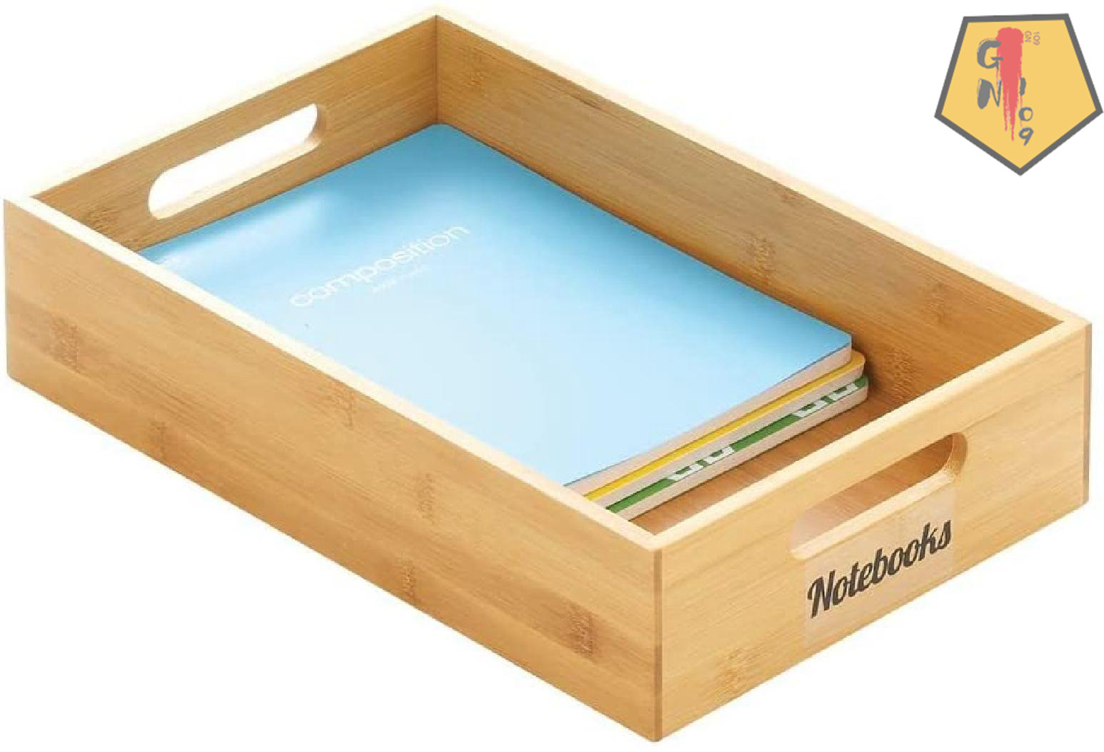 GN109 Wood Bamboo Storage Bin Container, Home Office Desk And Drawer