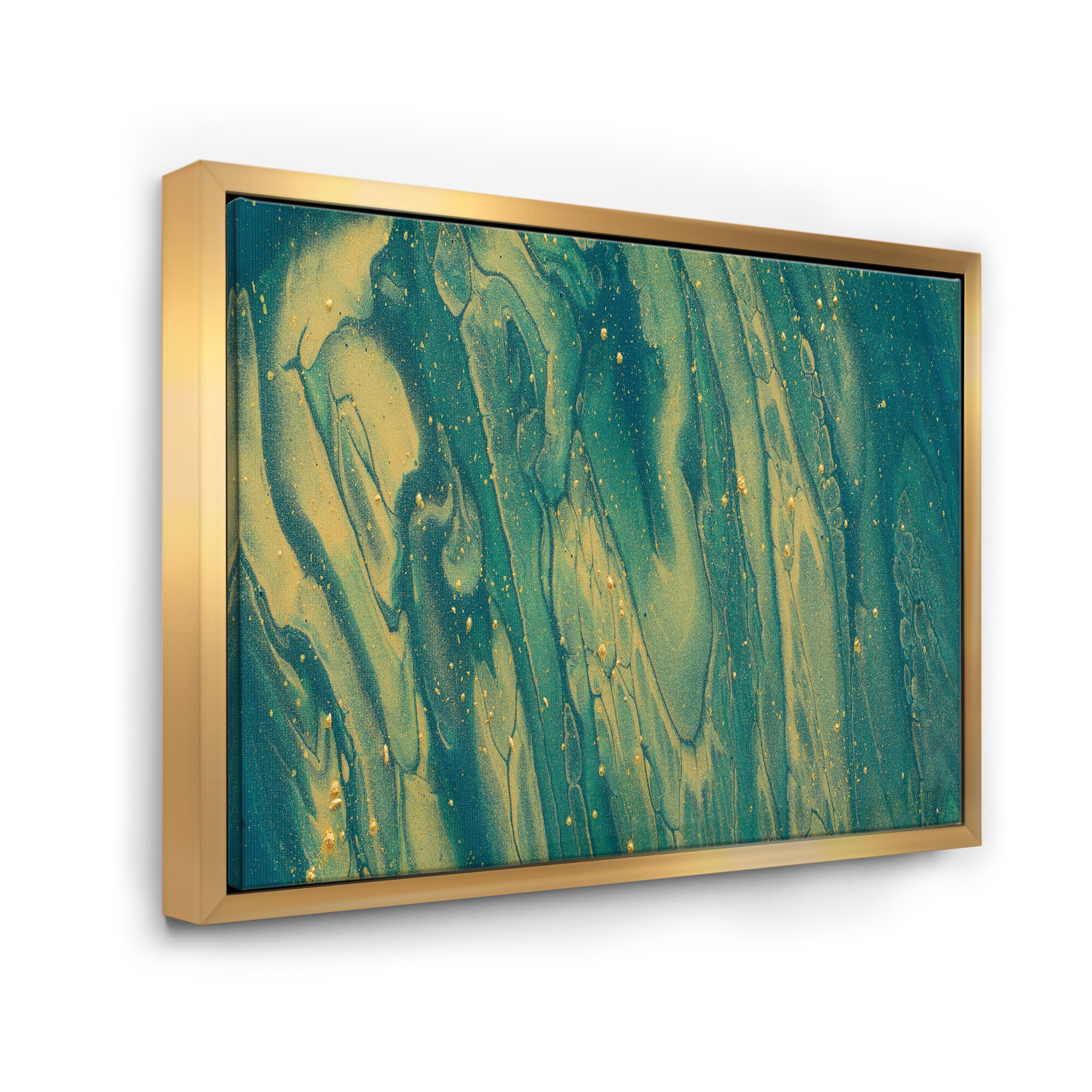 East Urban Home Emerald Green And Gold Marble - Painting on Canvas ...