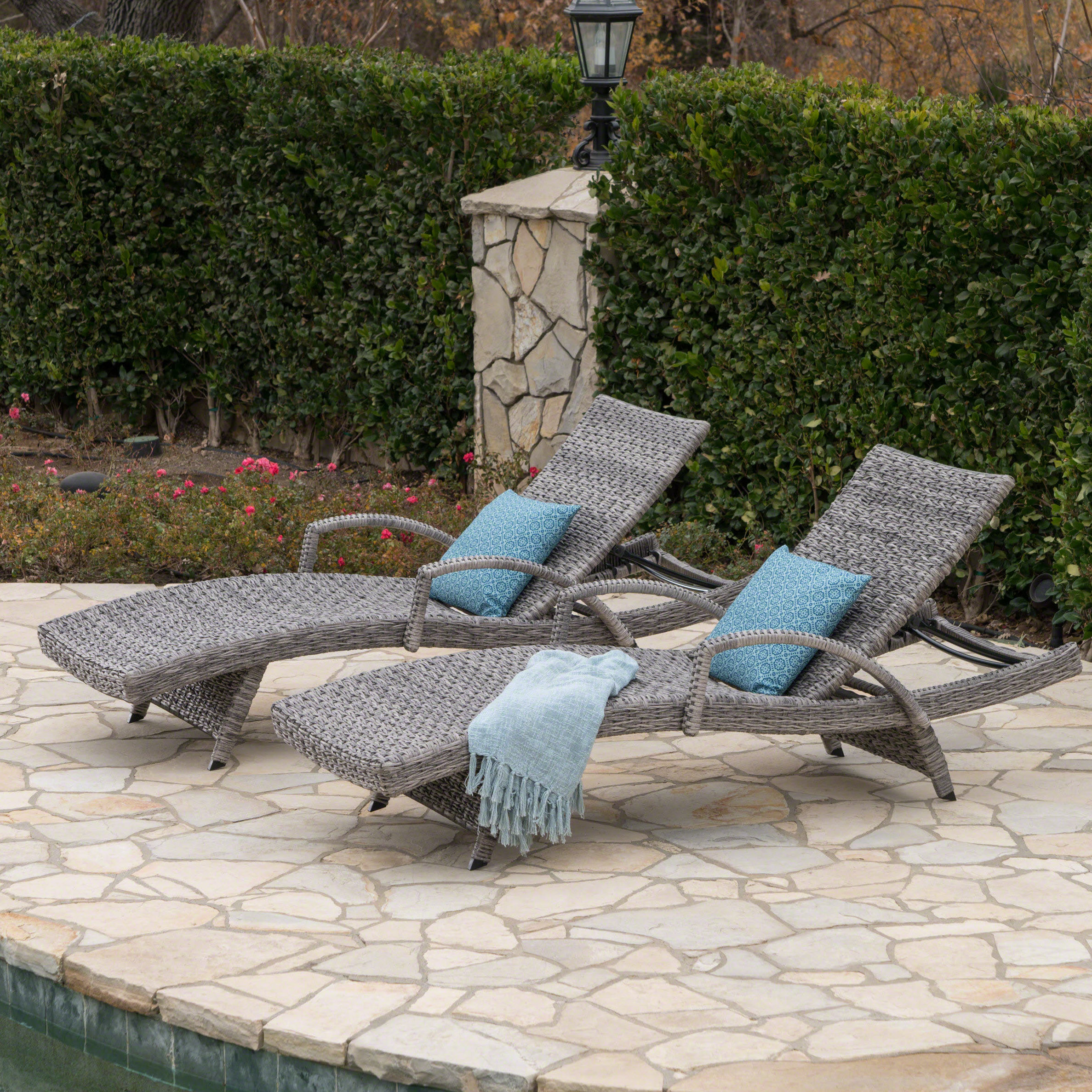 Highland Dunes Hershman All Weather Wicker Chaise Lounge Set & Reviews