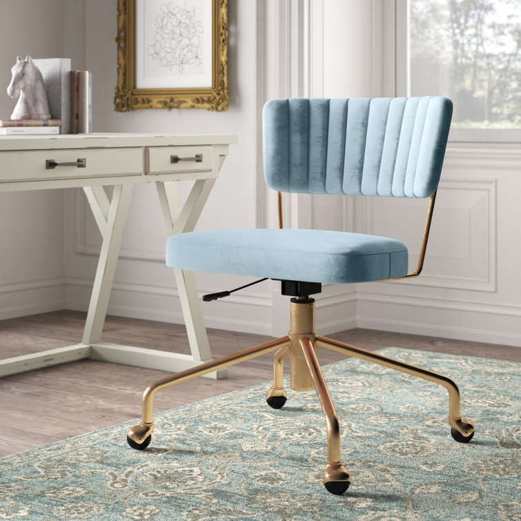 Tania Contemporary Black Velvet 28.5" Swivel Task Chair