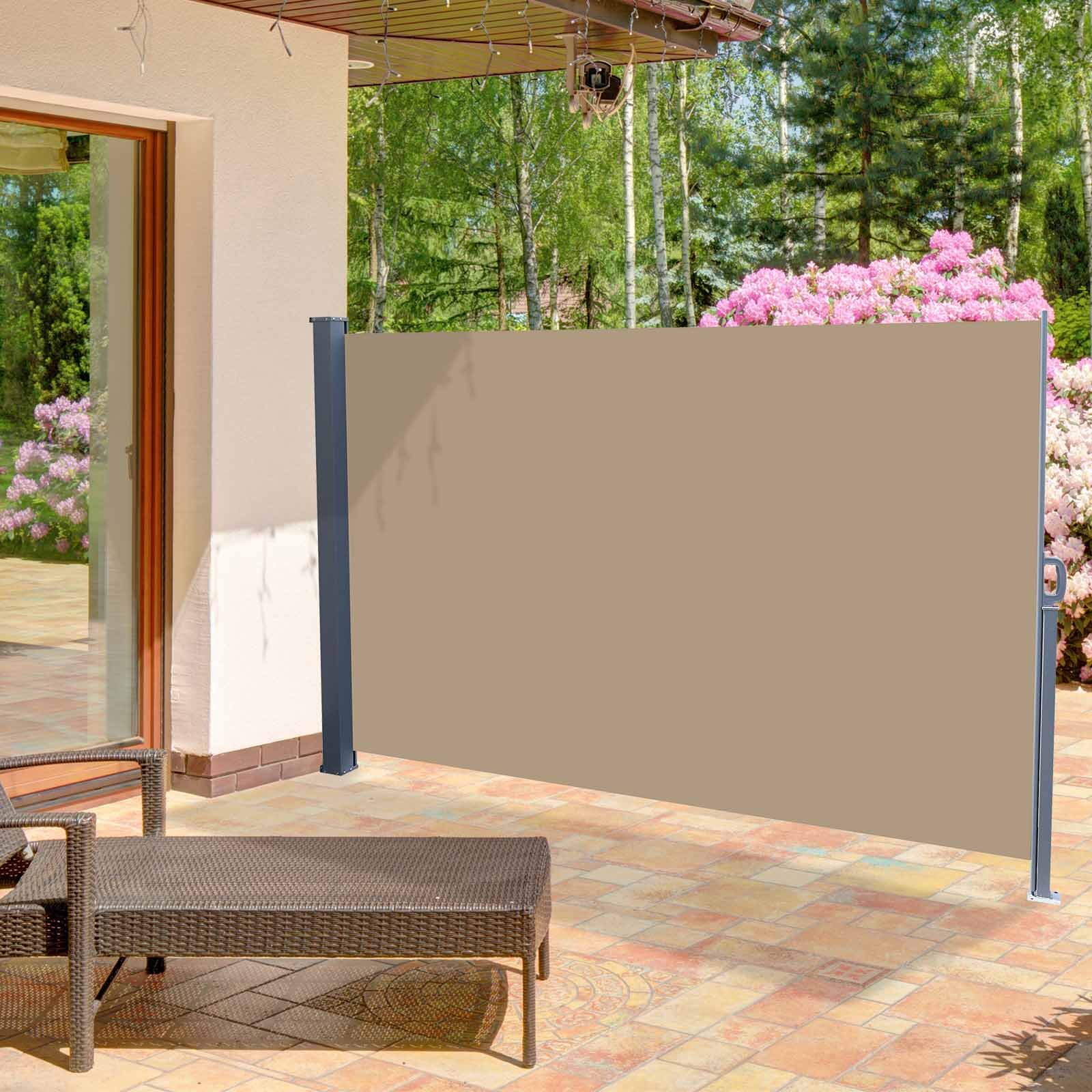Garden Sunshade Blind Retractable Side Awning Outdoor Screen 2 Sizes 3 Colours 