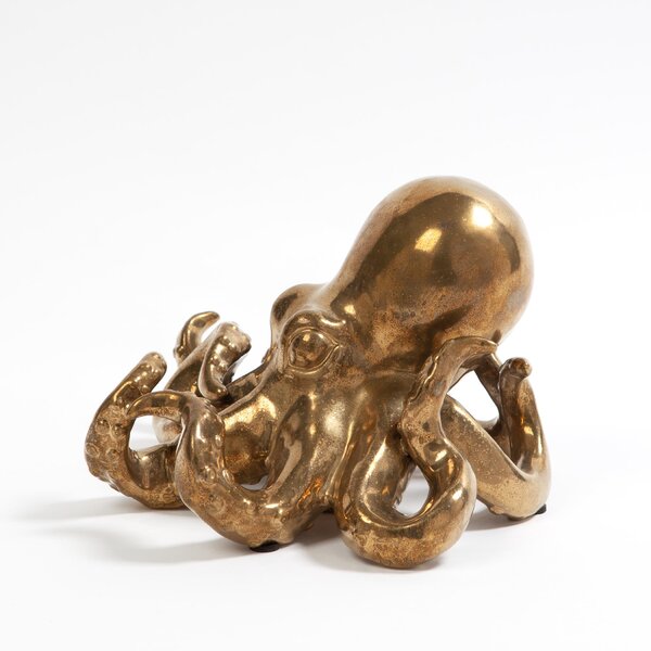 Deep Sea Delight Brass Octopus Statuette Coastal Nautical Sculpture Oceanlife 