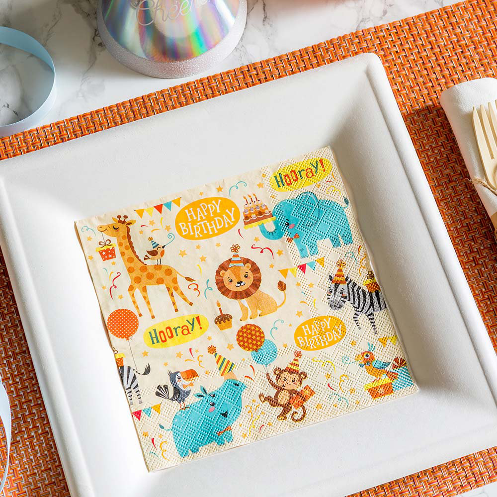 Restaurantware Assorted Luncheon Jungle Safari Basic Paper Disposable
