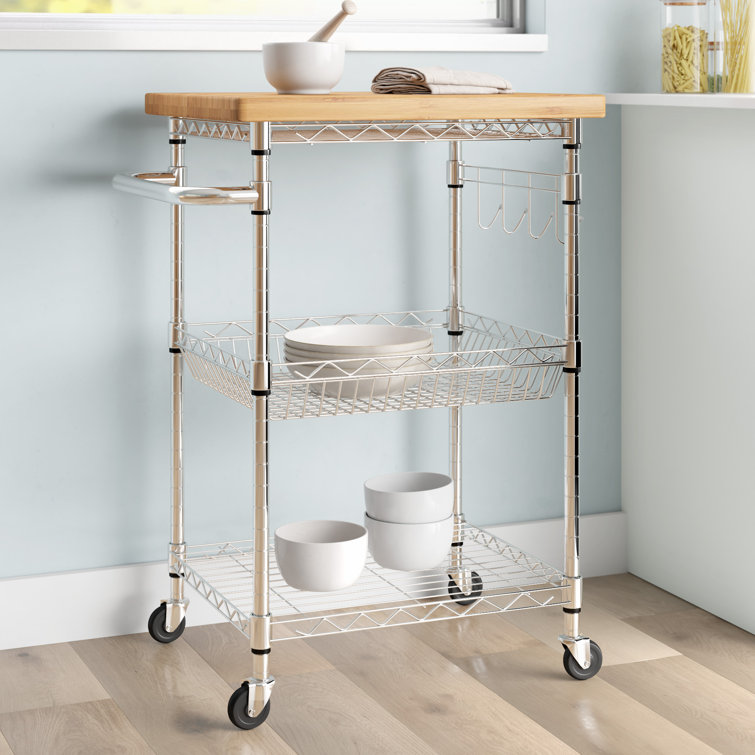 Dotted Line™ Enos 28.6'' Stainless Steel Kitchen Cart with ...