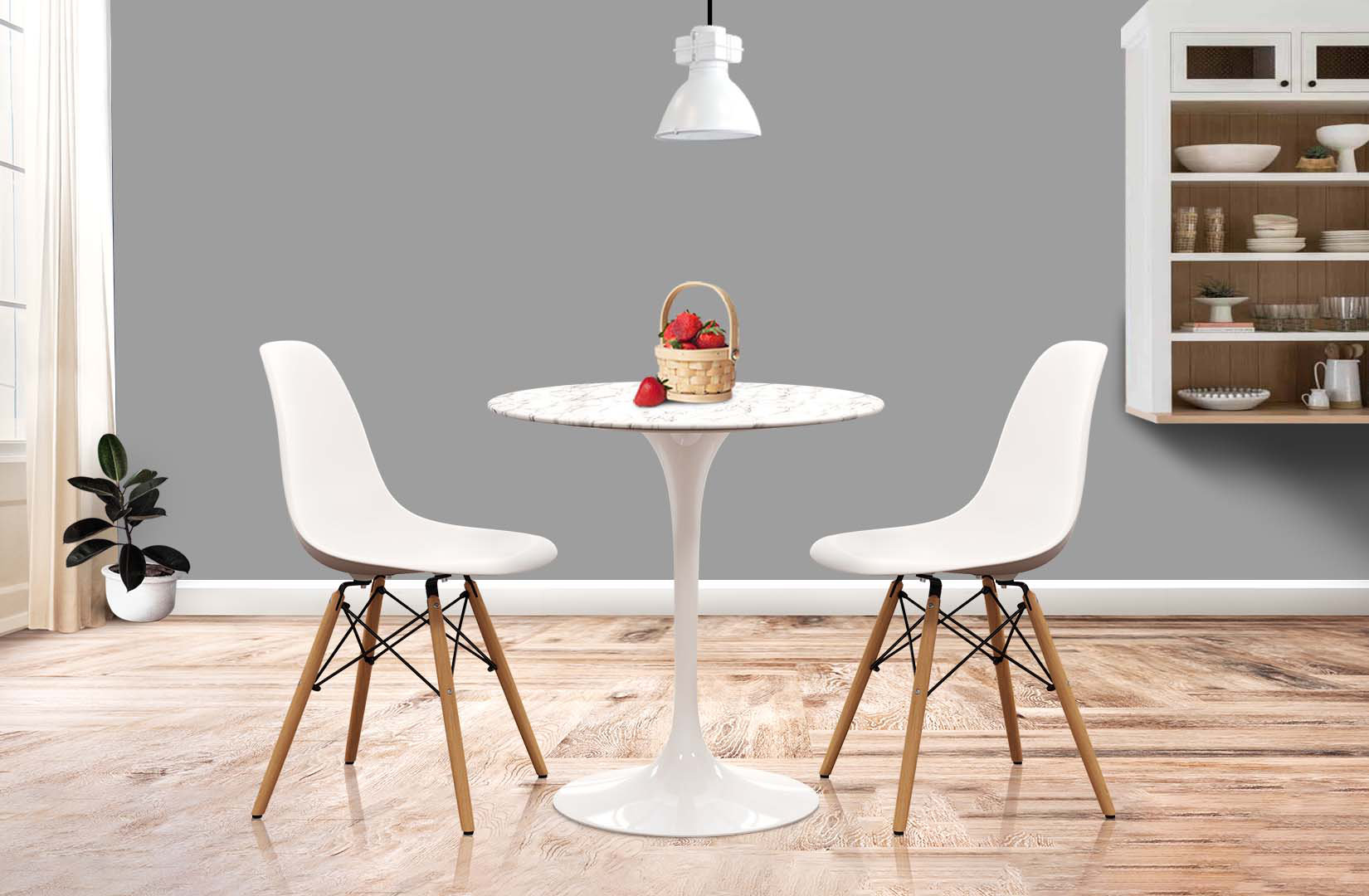 Corrigan Studio® Asset40" Marble Dining Table & Eiffel Chairs Set