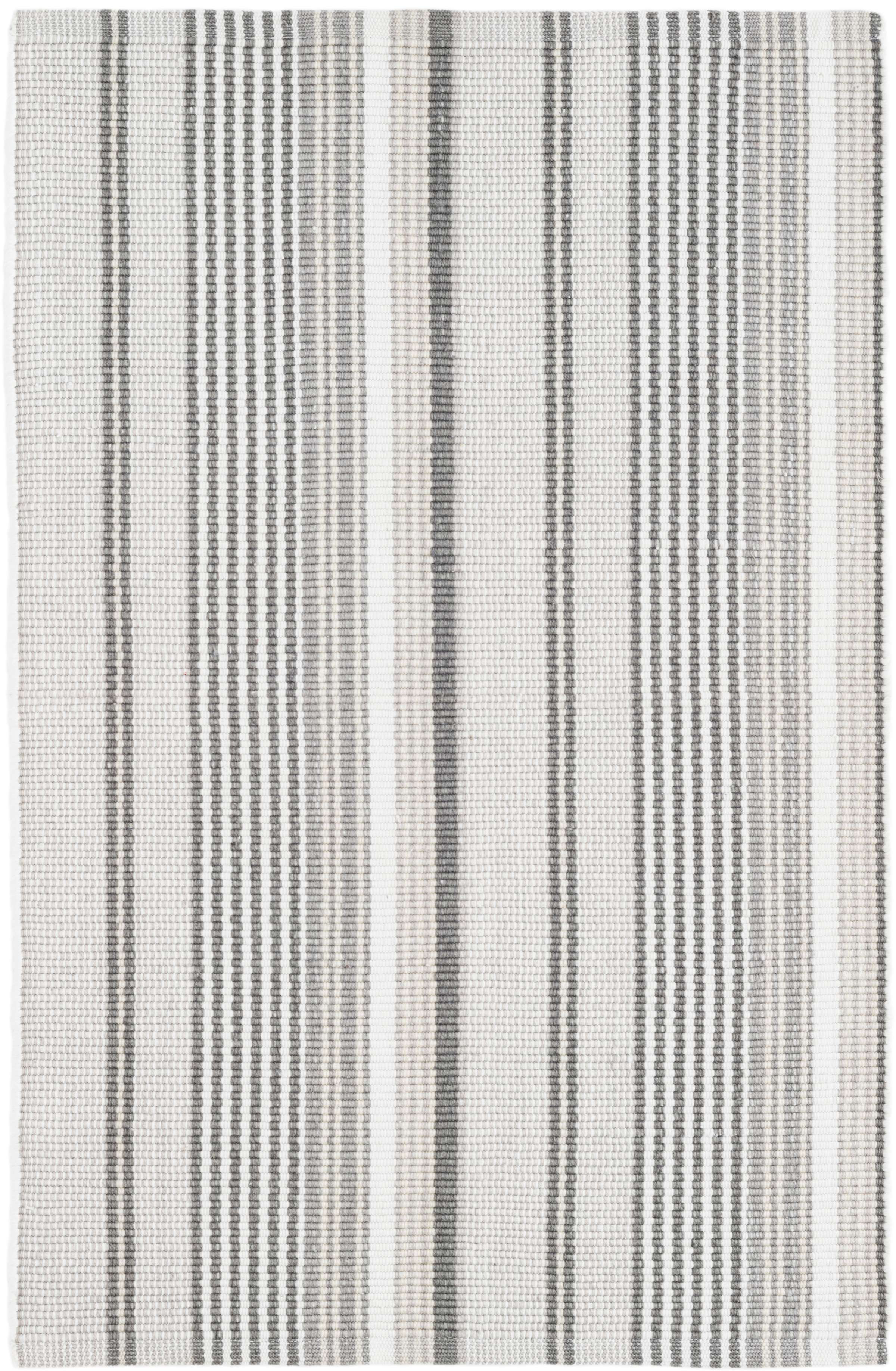 Dash and Albert Rugs Gradation Ticking Handmade Flatweave Cotton Gray