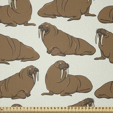 East Urban Home Ambesonne Walrus Fabric By The Yard, Marine Mammal Exotic Animal  Funny Creature Wildlife Theme | Wayfair