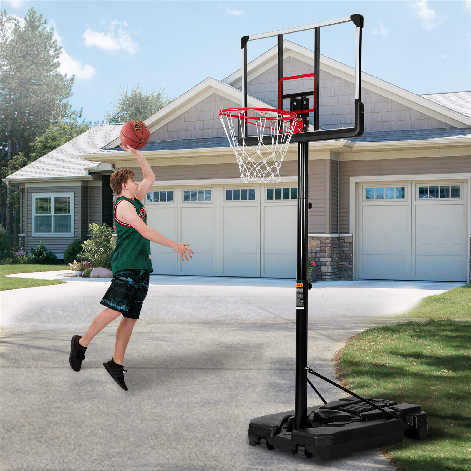 Norbi Basketball Hoop & Goal Outdoor System With 6.6-10Ft Height Adjustment For And Adults | Wayfair