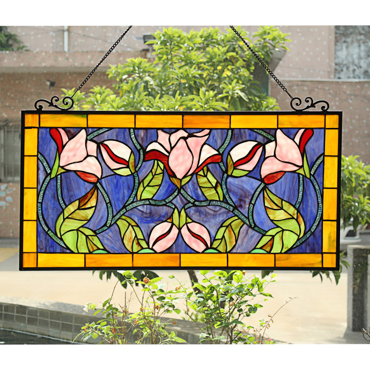 Astoria Grand Floral Stained Glass Window Panel Reviews Wayfair