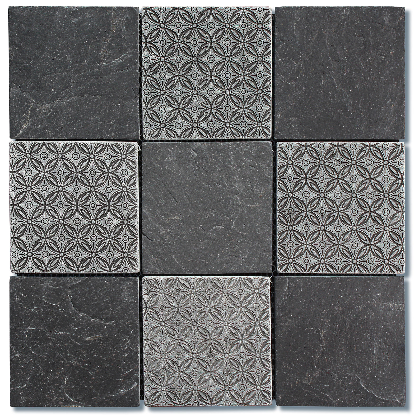 Intrend Tile 4" x 4" Natural Stone Grid Mosaic Wall & Floor Tile | Wayfair