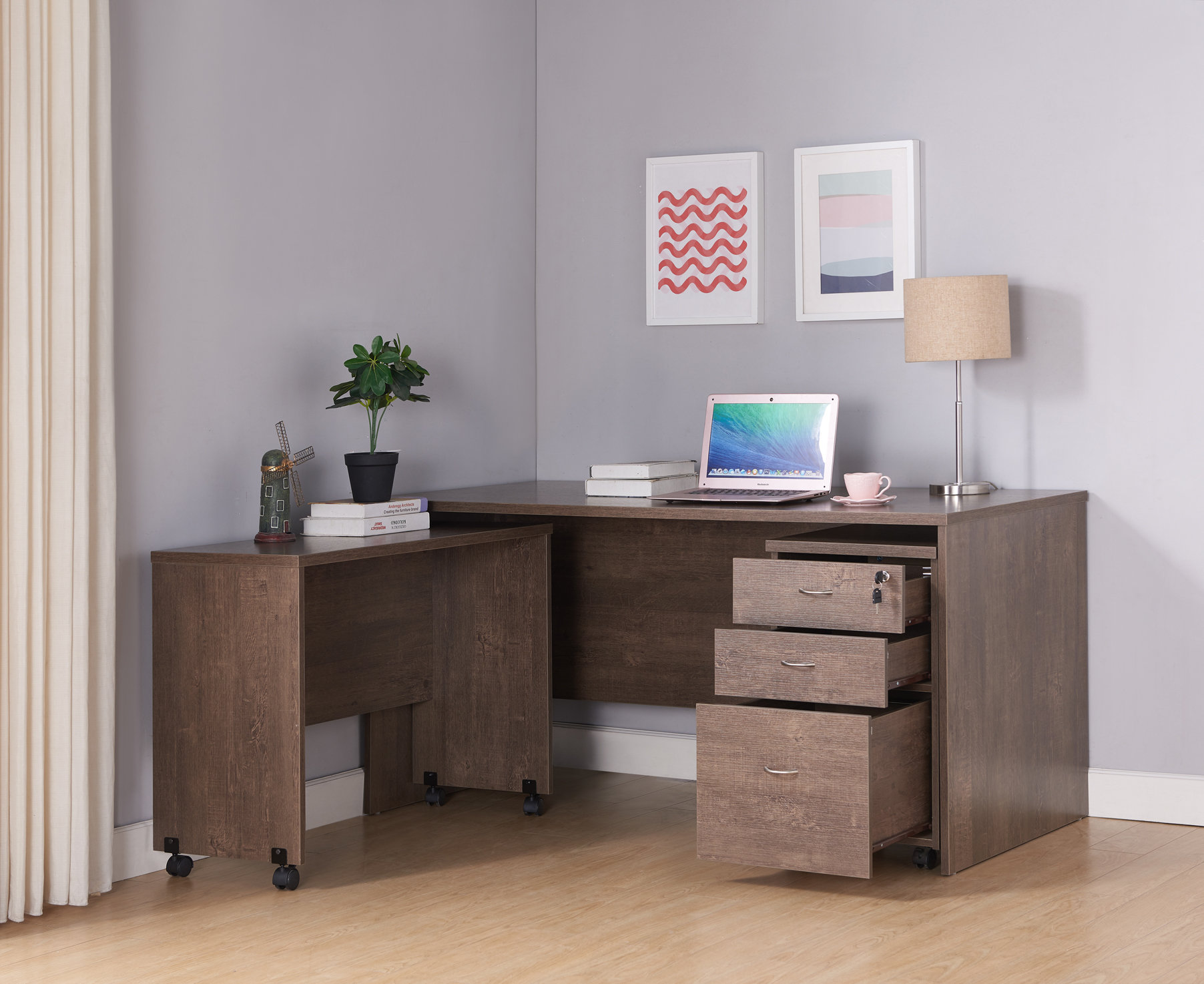 Hokku Designs Bryndis 2 Piece LShape Writing Desk Office Set Wayfair
