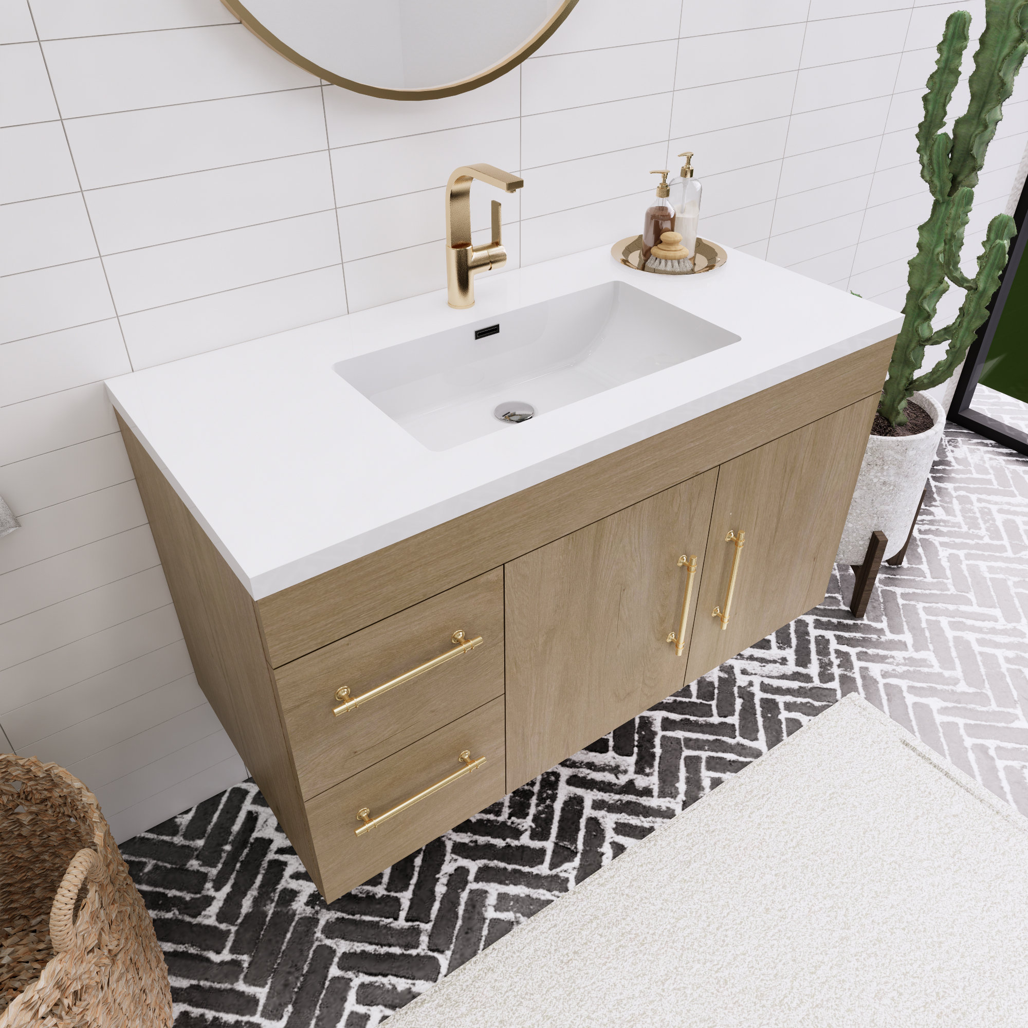 Latitude Run® 41.75'' Wall Mounted Single Bathroom Vanity with Plastic