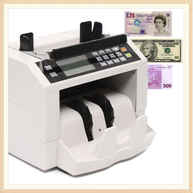 0-9999 Counterfeit Detection Bill Counter Machine High Speed Money Counting Machine USD Euros GBP Cash Counter with LED Display Money Counter 110V Receiving Capacity 100PCS Counting Range 