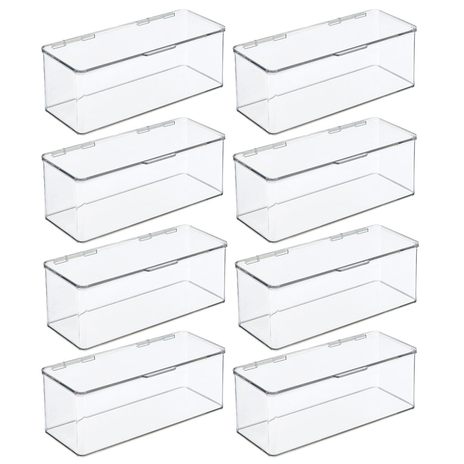 mDesign Plastic Stackable Tall Toy Storage Bin w/ Attached Lid 8 Pack