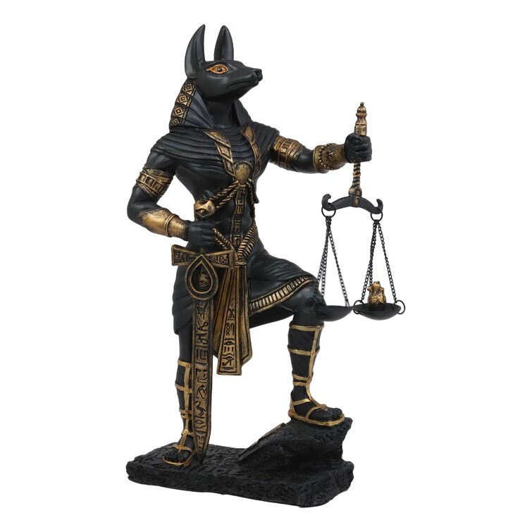 Ancient Egyptian Anubis God of the Afterlife with Scales of Justice Figurine 