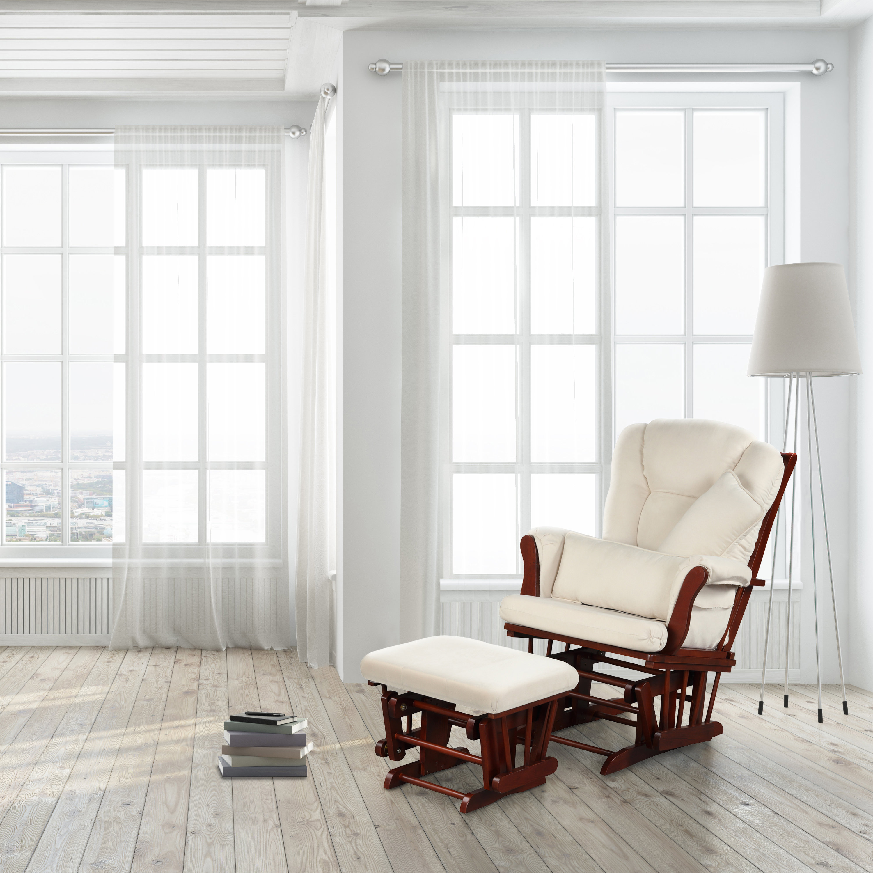 Artiva USA Home Deluxe Glider And Ottoman Set With Arm And Lumbar