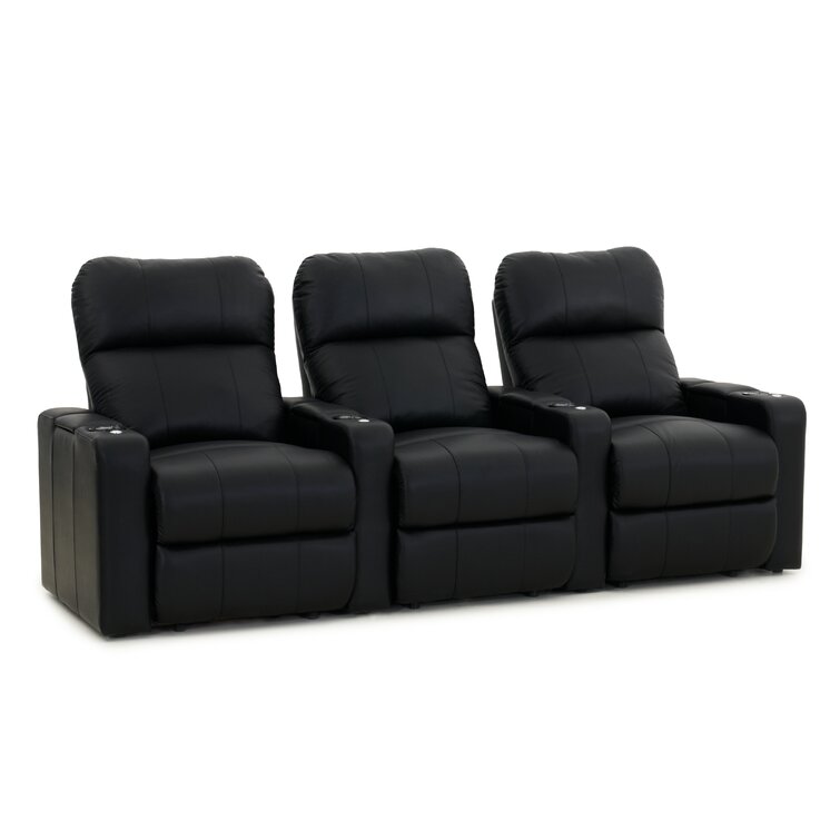 schilder Definitie koud Latitude Run® 99.5'' Wide Faux Leather Home Theater Sofa with Cup Holder &  Reviews | Wayfair